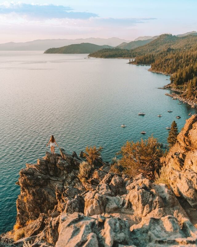 Top Places to Catch a Sunset in Lake Tahoe [Save for later]! 🌅 

• Cave Rock - This is a short but rewarding hike and scramble up to the top of a gathering of rocks that faces towards the west side of the lake. My favorite sunset location in all of Lake Tahoe 💯 (recommend going during a week day if possible for fewer crowds) 

• Bonsai Rock - This spot is more popular during the day which left it completely empty and amazing for sunset. Especially loved this spot for sunset photos with giant boulders in the foreground 

• Zephyr Cove - This is a great place if you want more of a chill sunset spot from dinner. Head to Zephyr Cove Restaurant and walk the dock while the sun dips 

• Lake Tahoe Scenic Overlook - Quick pull off drive up spot near Incline Village where you can get a great view from up high over the whole lake 

• Monkey Rock - This is a 2.6 mile out and back trail that’s fairly easy with a steep incline at the end. At the top you’ll find sweeping views over the lake and a rock that looks exactly like a monkey! 🐒
.
.
.
#laketahoe #laketahoeofficial #beautifuldestinations #iamatraveler #caverock #sunsetlovers #sunsetphotography #sunsetlaketahoe #tahoe #exploretheusa #californiablogger
